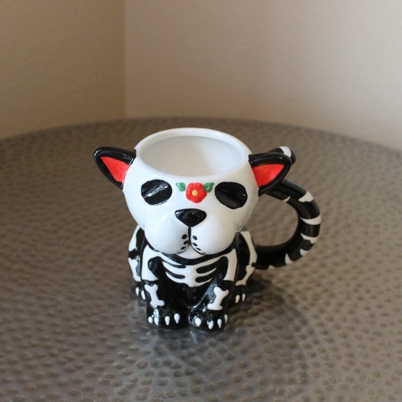 Day of the Dead Skeleton Gothic Halloween Dog Mug - Picture 2 of 4